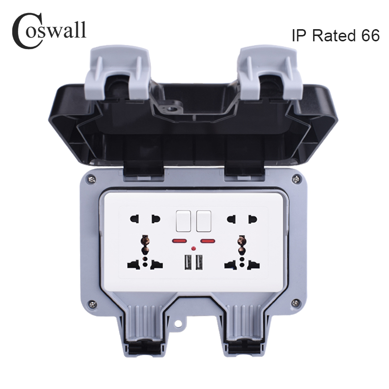 Outdoor Power Outlet Extension - Coswall IP66 Weatherproof Waterproof Outdoor BOX