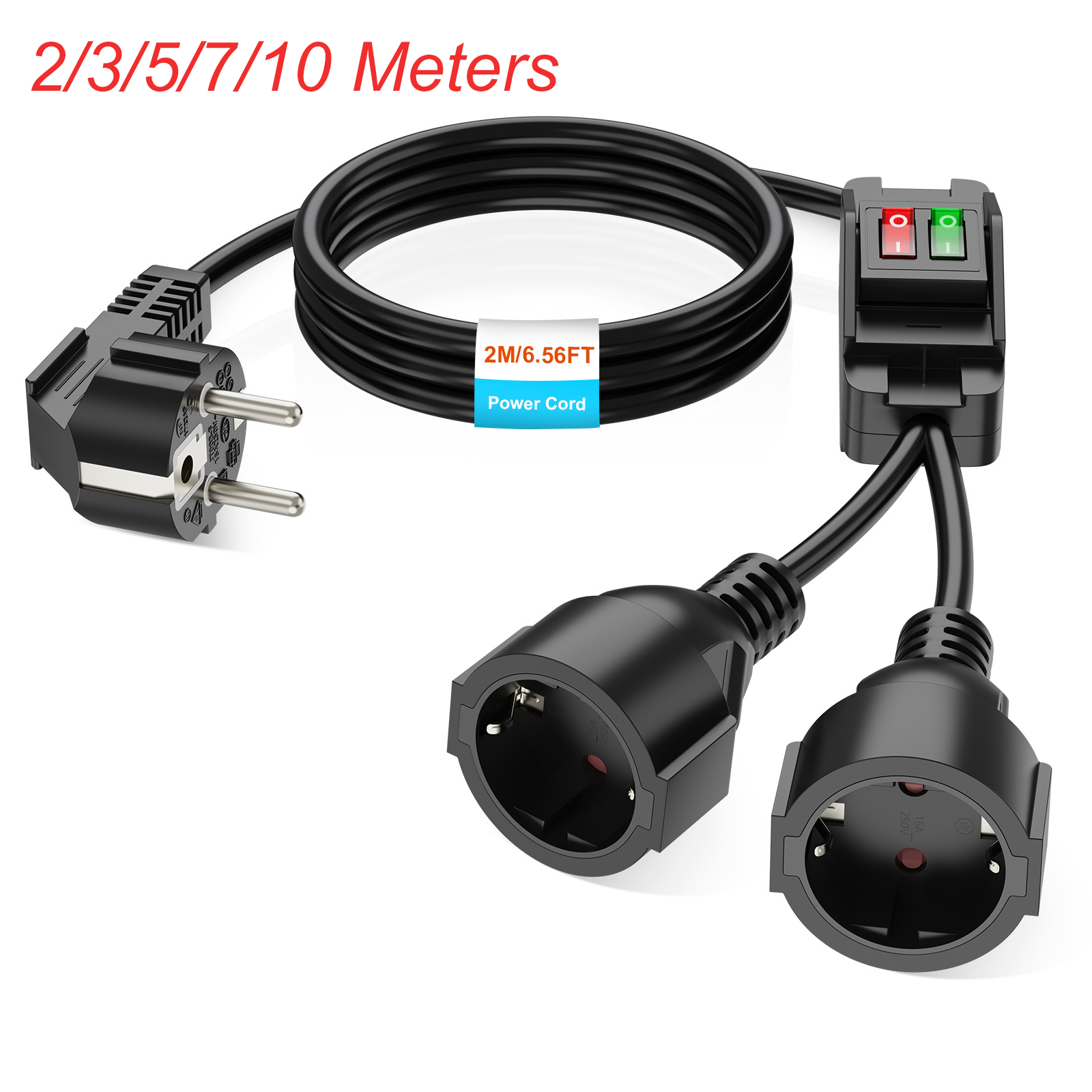 Outdoor Power Outlet Extension - EU Plug Extension Cord with ON/OFF