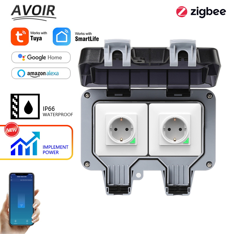 Outdoor Power Outlet Extension - Avoir Tuya Zigbee Electrical Sockets IP66