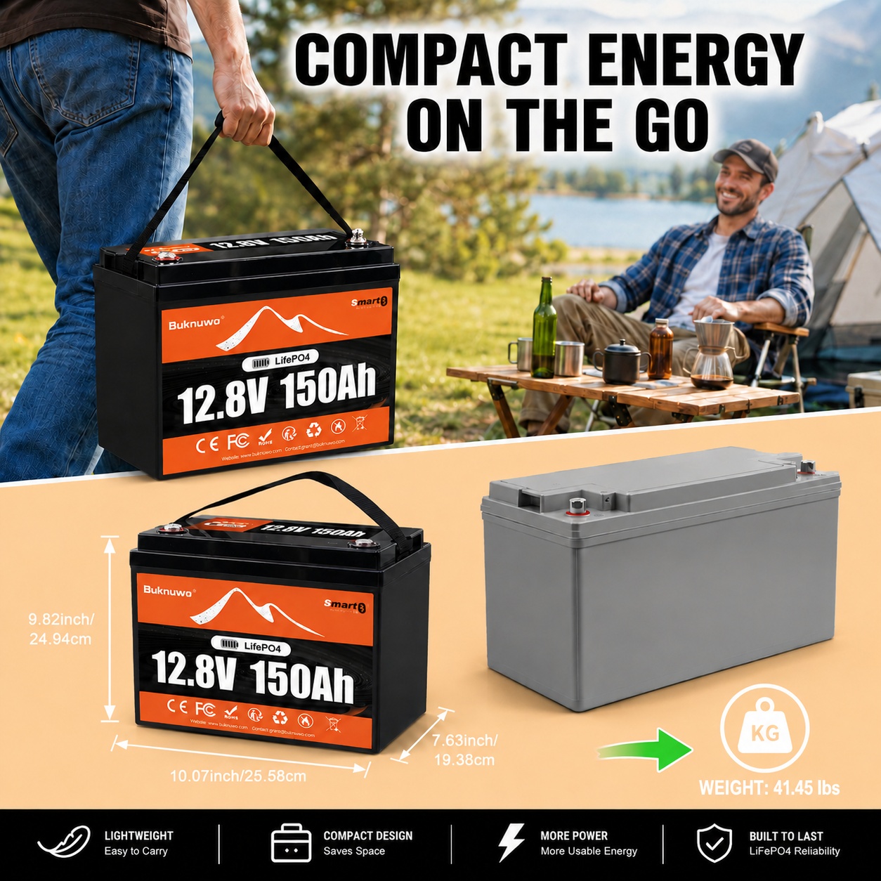 Buknuwo Smart 12V/12.8V 150Ah  - Outdoor Power Source recension och pris