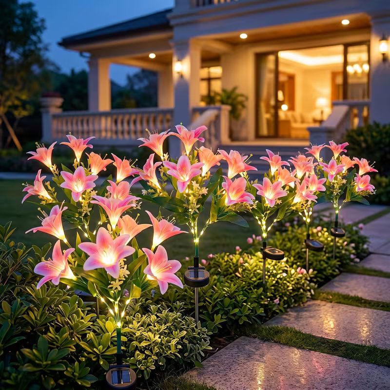 Solar Lily Flower Lawn Lights  - Outdoor Power Stake recension och pris