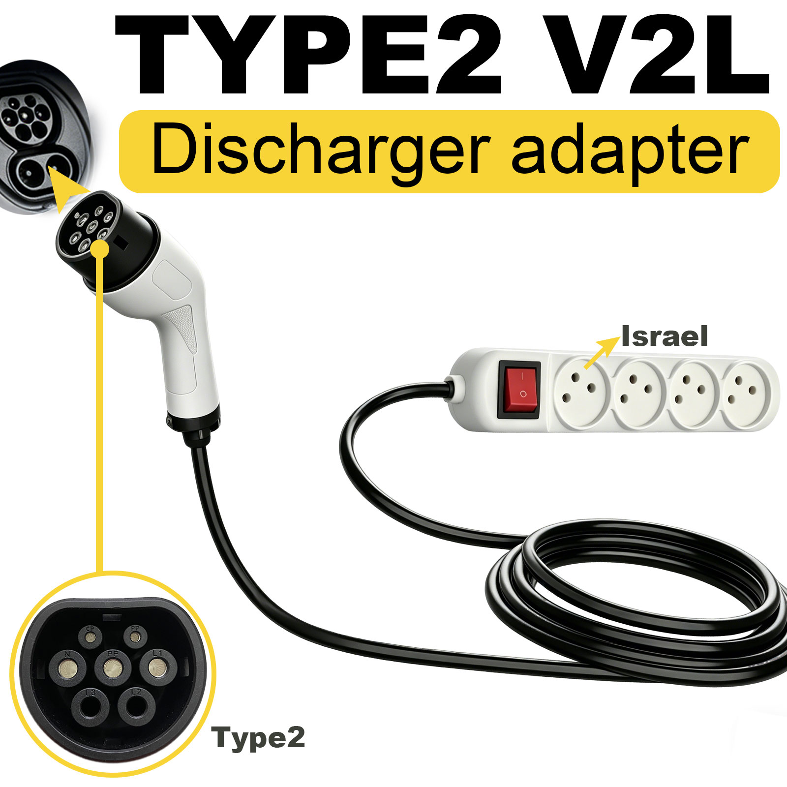 Type2 V2L Discharge Adapter Is - Outdoor Power Outlet Extension recension och pris