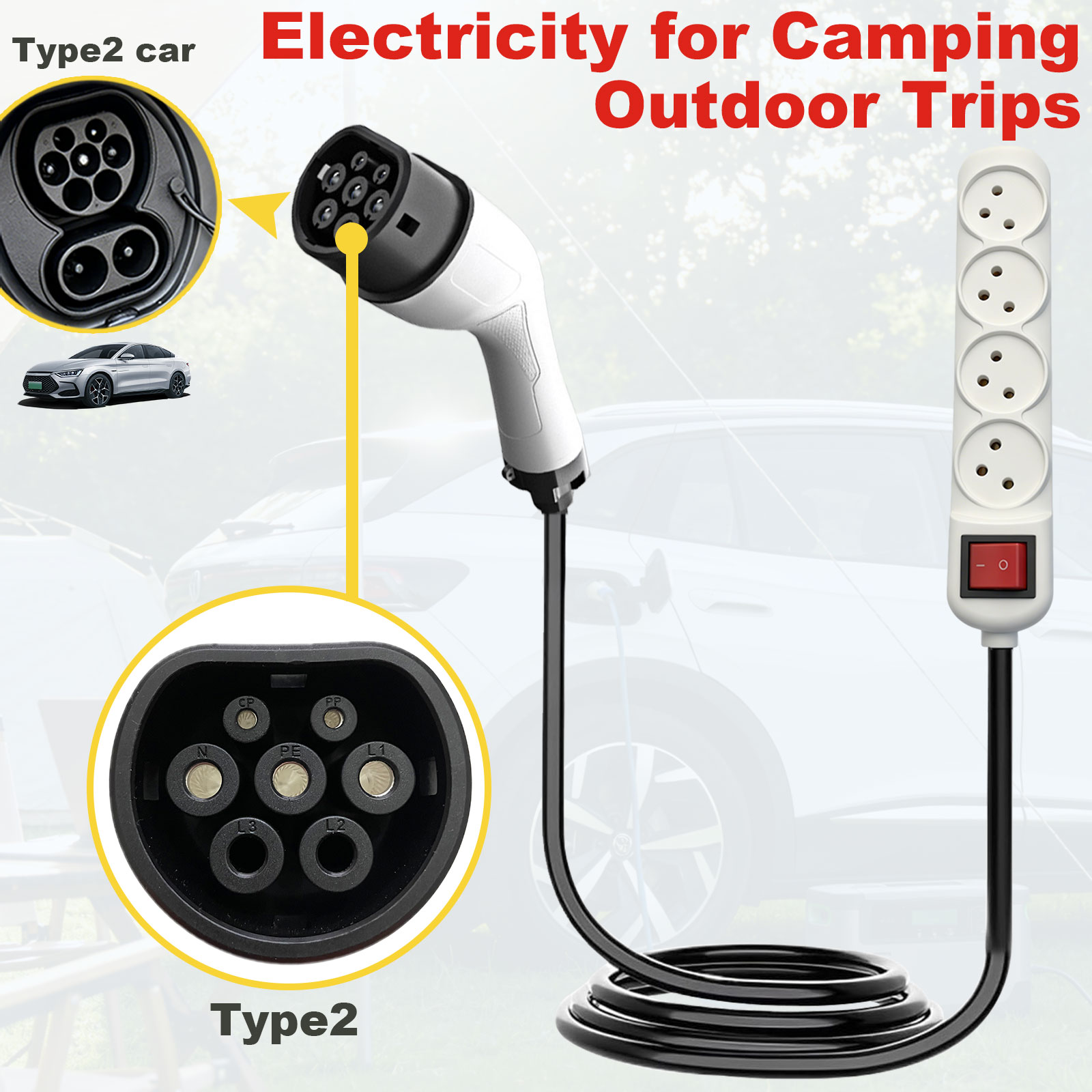Type2 V2L Discharge Adapter Is - Outdoor Power Outlet Extension recension och pris